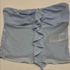 Edikted Blue Asymmetrical Ruffled Sleeveless Blouse